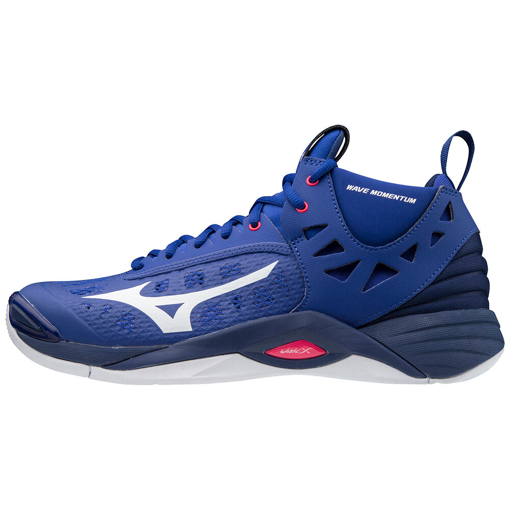 Panske Volejbalove Tenisky Mizuno Wave Momentum Mid Modre/Biele Vypredaj NWZO87356